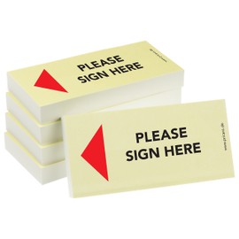 PRICARO Sticky Note "Please Sign Here", Arrow Left, 100 Sheets, Set of 5