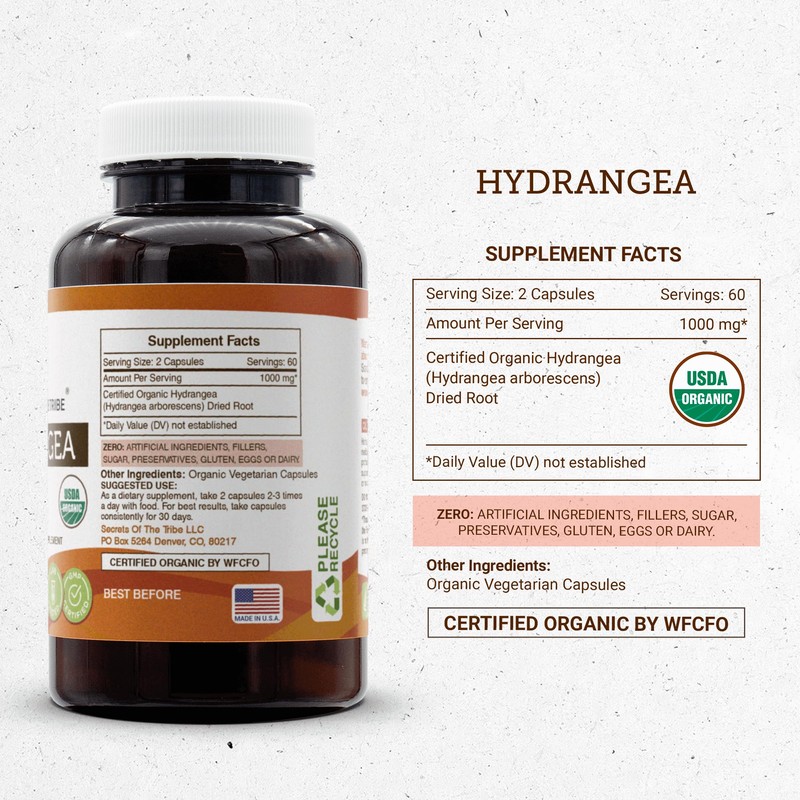 Secrets of the Tribe Hydrangea USDA Organic Capsules | Certified
