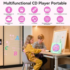 Radio with CD Player Children: Kegaudio Portable CD Players Portable with Bluetooth Speaker Front Display Remote Control Support Timer USB Playback AUX Playback Green