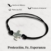 TClaudia, Plata 925, Pulsera de hilo encerado con Cruz de