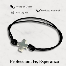 TClaudia, Plata 925, Pulsera de hilo encerado con Cruz de Plata Suiza. Pulseras mujer y pulseras hombre con dije de cruz de plata. Joyería, regalo para mujer y regalo para hombre.