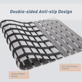 Aimissk Shower Mat Non Slip - PVC Bathroom Mat, Sturdy Bath Mat Without Suction Cups for Indoor Outdoor Use, Curlable Quick Drain, Easy to Cut (Grey)