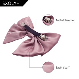 SXQLYH Bow Hair Clip Satin, Women's Hair Clips with Large Bow, Women Hair Bows Hair Clips French Hair Clips Ballerina Bow, Elegant Satin Hair Accessories (Pink)