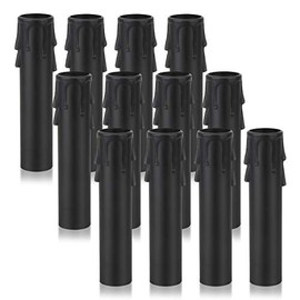 Helunsi 4 inch Tall Candle Socket Covers, Black Plastic Candle Covers Sleeves Chandelier Socket Covers, Slip Over E12 Candelabra Base Socket Candle Cover for Chandelier (Black-pack of 12)
