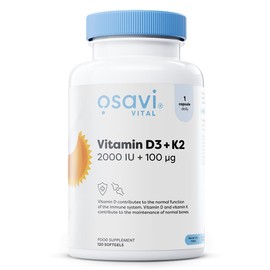 OSAVI Osavi Vitamin D3 + K2, 2000 IU + 100 g C 120 Softgels | Supports Bone, Teeth & Immune Health | with Quali?CD & K2VITAL? for High Absorption | MCT OilCBased Formula