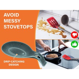 Juego de 3 cucharas de silicona para estufa, resistente al calor, fácil de limpiar, soporte de cuchara de cocina para encimera de cocina, soporte de cuchara de silicona para encimera de estufa,