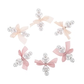 Healeved 6pcs Elegant Bow Hair Clips for Women Lightweight Duckbill Barrettes with Heart Beads Comfortable Hair Accessories for Weddings and Parties Versatile Styling