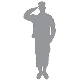 hBARSCI - Saluting Soldier Vinyl Decal - 11 Inches - for Walls, Windows, Doors, Vehicles - Outdoor-Grade 2.5mm Thick Vinyl - Gray