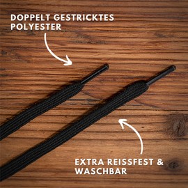 LaceHype 2 Pairs of Premium Shoelaces, Flat, Tear-Resistant, 10 mm Wide, Replacement Polyester Shoelaces for Trainers, Sports Shoes (Black, 120)