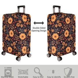 Luggage Cover Suitcase Protector Autumn Leaves Travel Washable Expandable Fits Size 19-30 Inch Luggage Case S 19-20 inch