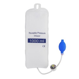 Pressure Infusion Bag with Pressure Gauge Strong Wear Resistance Air Tightness Fluid Quick Infusion for Emergency Patient 1000ml