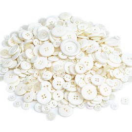 Around 600 Pieces Resin Buttons 2-Holes 4-Holes Sewing Decorative Buttons Beads Flatback for Crafts Embellishments Scrapbooking Painting Christmas Knitting Ornaments(White)