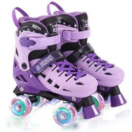 JC JORDEN Roller Skates for Kids Girls Boys, 4 Sizes Adjustable RollerSkates with Light Up Wheels for Children, Durable Outer Shell Roller Shoes, Beginners Outdoor Sports, Toddler Kids Ages 4-12