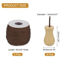 sourcing map 2 Roll Braided Lift Shade Cord, 1.8 mm 55 Yards/Roll Nylon Cord String with 8Pcs Wood Blind Pull Cord Knobs for Roman Blind Shade Rollers Repair Curtain Craft DIY (Wood)
