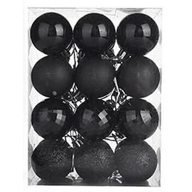 Christmas Ball Ornaments 24Pcs Shatterproof Black Christmas Ornaments Balls Christmas Decoration Christmas Tree Balls with Hooks for Xmas Tree Holiday Wedding Party Decor (Black, 3cm/1.18in)
