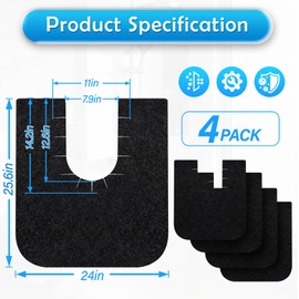4 Pack Upgrade Toilet Mats for Bathroom U Shaped