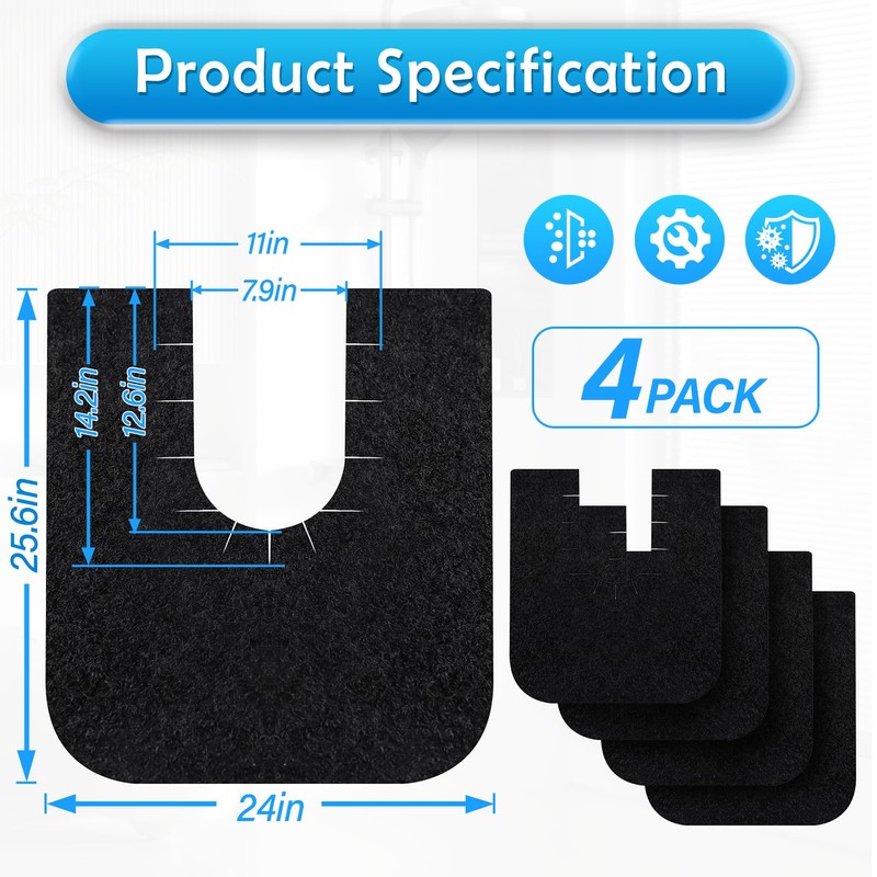 4 Pack Upgrade Toilet Mats for Bathroom U Shaped