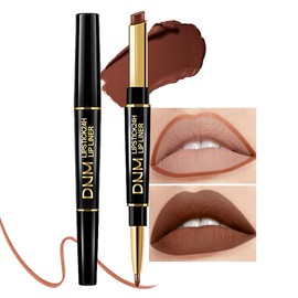 Dark Brown Velvet Matte Lip Liner and Lipstick Combination DNM Magic Lipstick Lip Stain 24 Hours Original Lip Liner Makeup Stain Long Lasting Waterproof Smudge Proof labial Lip Penc Cruelty-free 39#