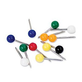 Advantus Medium Head Map Tacks, 3/8-Inch Shank, 3/16-Inch Head, Box of 250, Colors may vary (MTA250)