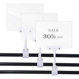 Klmnop 3 Pack Acrylic Sign Holder with Clamp, 6 x 8.2 Inch Double Head Display Clips, Rotating Sign Price Tag Clip On Sign Display for Clothing Stores Supermarket(Clear)