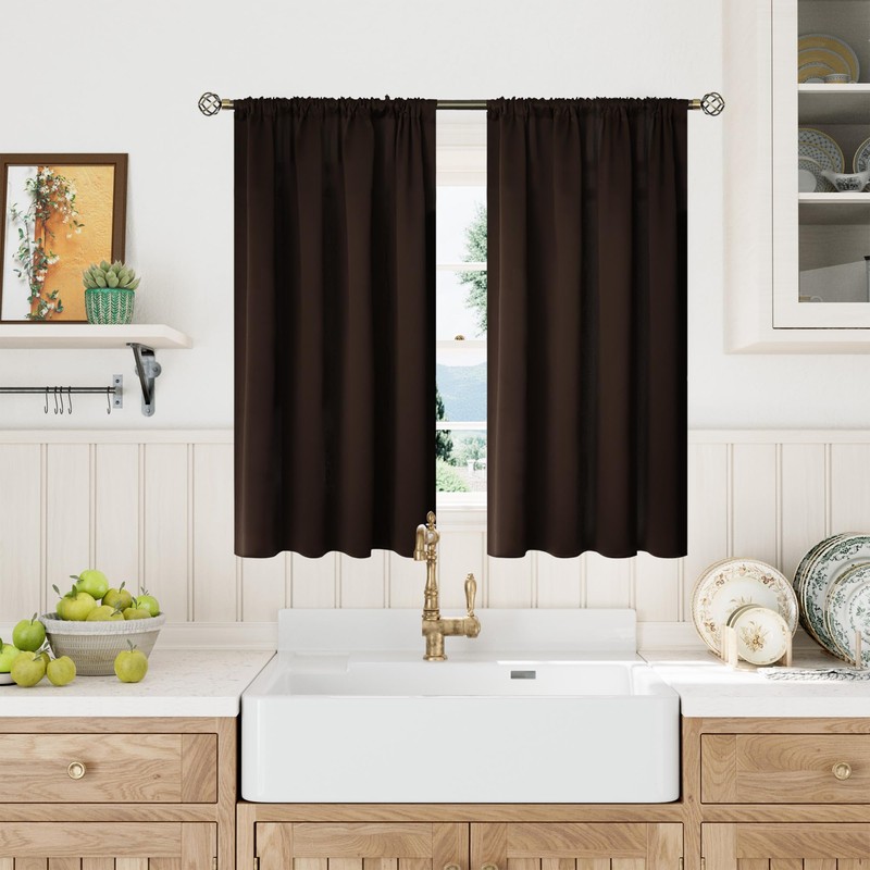BGment Brown Blackout Curtains 45 Inch Long for Bedroom Kitchen