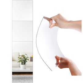 SLDIYWOW Wall Mirror Full Length,12"x 12" x 4 Pcs Shatterproof Mirrors for Wall, Safety Unbreakable Mirror Great for Baby Kids Toddler, Full Body Mirror Tiles for Bedroom, Home Gym, Living Room