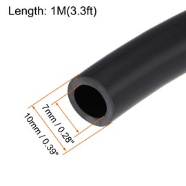 sourcing map Lubricating Oil Hose, 7mm ID x 10mm OD 3.3ft Rubber Water Hose Tubing Black