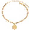 Initial Ankle Bracelets for Women Men, 18K Gold Silver Figaro