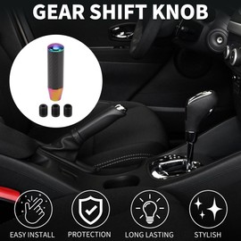 TUCKBOLD Car Shift Knob 13cm | Front Shift Lever Knob Universal for Automatic and Manual Vehicle Carbon Fiber Aluminum Alloy Multicolor with 3 Adapter 1 Set