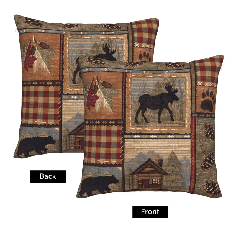 DATANSEN Set of 2 Square 20x20 inch Retro Brown Throw
