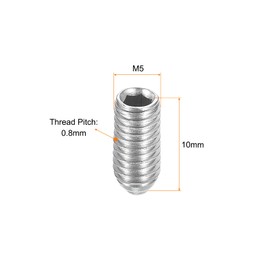 sourcing map Ball Point Set Screws, M5 x 10mm 304 Stainless Steel Metric Spring Hex Socket Screw 15pcs