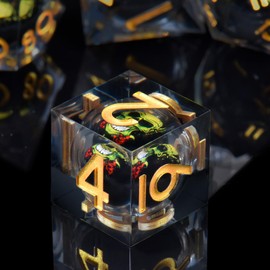 ORUZA 7 Piece Dragon Eye Polyhedral DND Dice, Resin D&D Skull Dragon Eye Dice Set for Dungeons and Dragons RPG MTG Pathfinder Role Playing Game