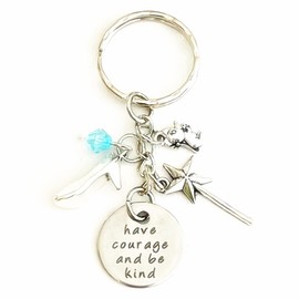 Hanalea Island Jewelry Co. Have Courage and Be Kind Cinderella Silver Charm Keychain Gift for a Kind Princess | Merchandise and Accessories for Women