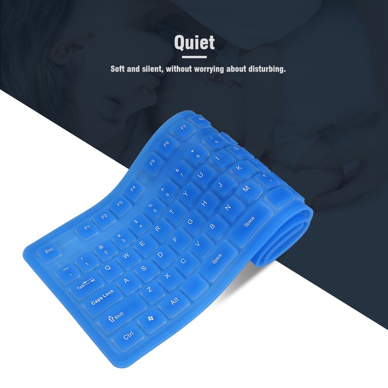 108 Keys USB Silicone Flexible Foldable Keyboard Waterproof Dustproof USB