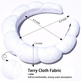 HitModa Spa Headbands for Face Washing & Makeup Removal - Bubble Skincare Terry Cloth Puffy Headbands for Mask Treatment