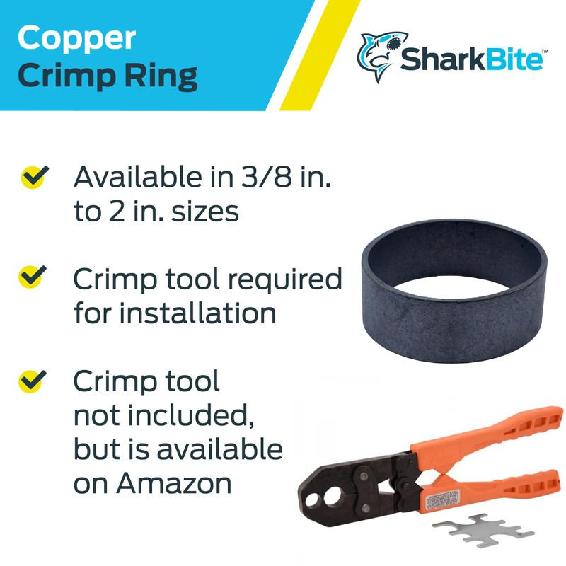 SharkBite 1-1/2 Inch Copper Crimp Rings, Pack of 50, PEX