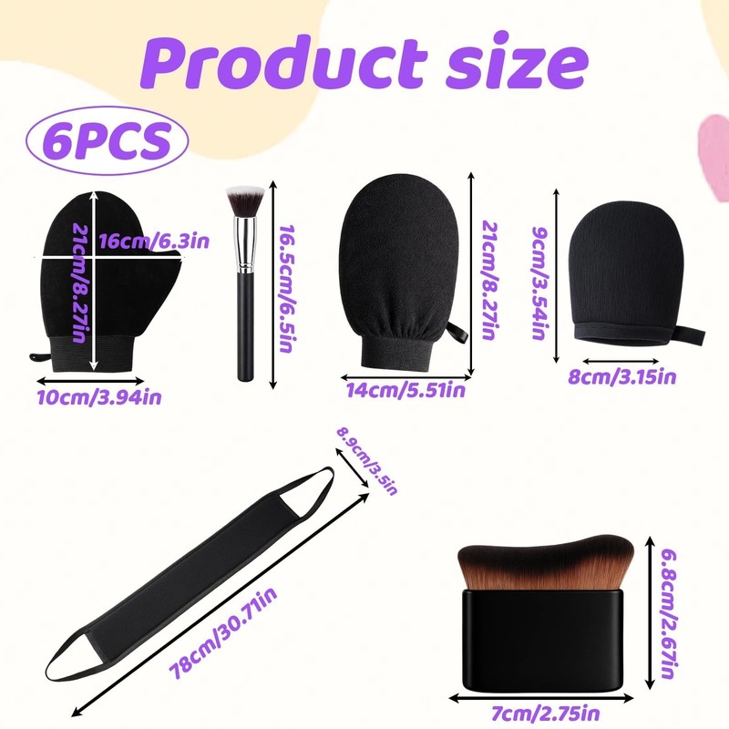 6 Pcs Tanning Mitt, Fake Tan Mitt Set, Includes Contour