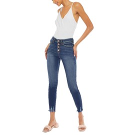 SALT TREE Kancan - Women's High Rise Distressed Super Skinny Jeans - KC9142D-NV Darkblue