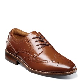 Florsheim Rucci Wingtip Jr Boys' Toddler-Youth Oxford, 5 M US Big Kid, Cognac