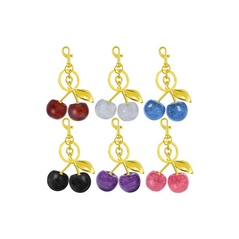 Gorgeous Cherry Bag Charm Set - Gold & Silver Keychain