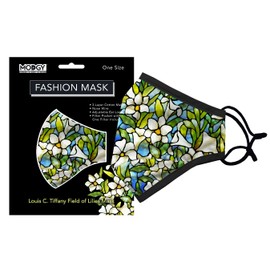 MODGY Fashion Mask 3-Layer Cloth Face Masks with Filter Pocket Insert, Nose Wire, Adjustable Ear Loops, Breathable, Reusable, Washable, Women, Men, Adults, Louis C. Tiffany Lilies