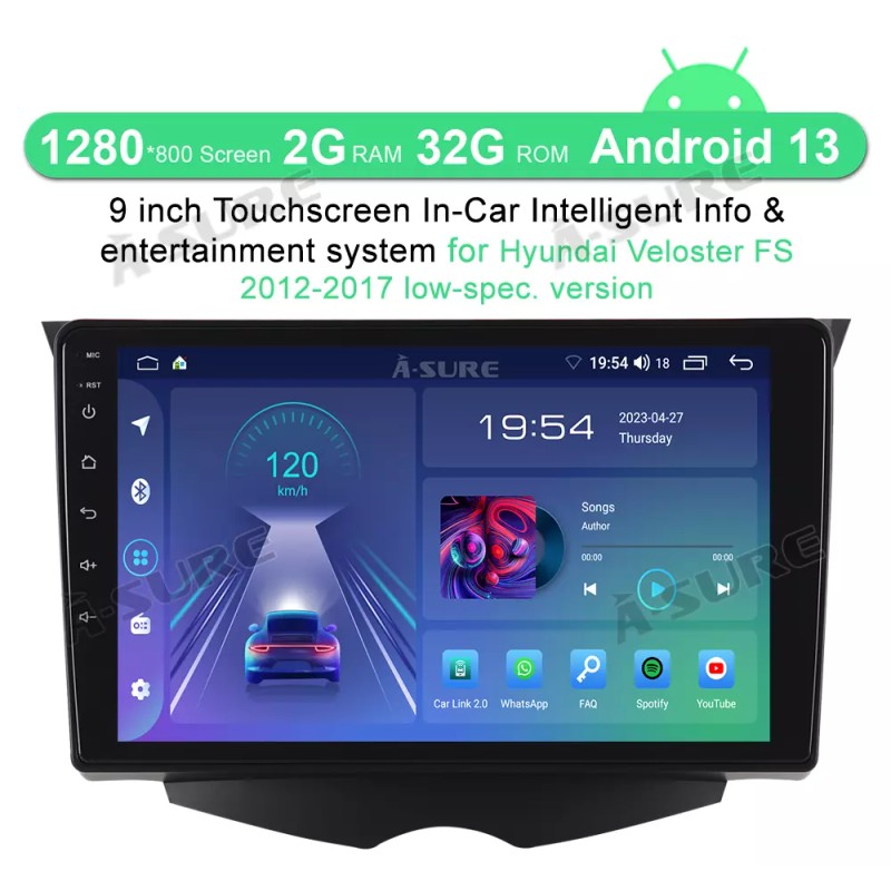 ASURE 2+32GB Carplay For Hyundai Veloster FS 2012-2017 Car Stereo