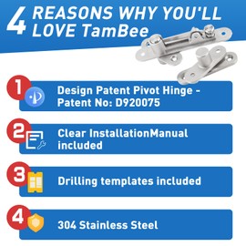 TamBee Door Pivot Hinge Heavy Duty Hidden Bookcase Hinges Secret Door Hinges 360 Degree Shaft Stainless Steel Invisible Door Hinge Hardware