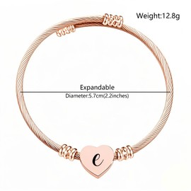 Aosyoisk Cute Letter Bracelet for Women Rose Gold Bracelet Initial A-Z Letter Cuff Bracelets Jewellery, Stainless Steel, No Gemstone