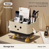 Beige Desktop Storage Organizer Box, HIPS Plastic Open-Top Compartment Desk