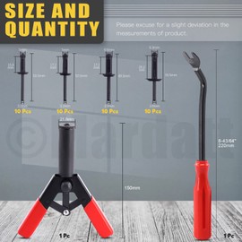 Mardatt 92 Pcs 6 Sizes Nylon Blind Rivets Assortment Set with Plastic Rivet Gun Set and Bonus Fastener Removal Tool for Automotive and More