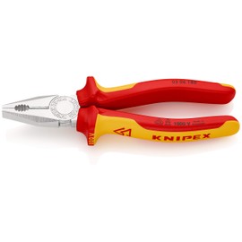 Knipex Combination Pliers chrome-plated, insulated with multi-component grips, VDE-tested 180 mm 03 06 180