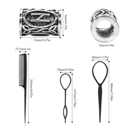 Keboyoe 48 Pieces Viking Beard Beads with 1000 Rubber Bands Norse Queta Viking Rune Beads Antique DIY Hair Beard Beads for Men Beard Braiding Hair Braids Bracelet DIY Necklace Jewelry