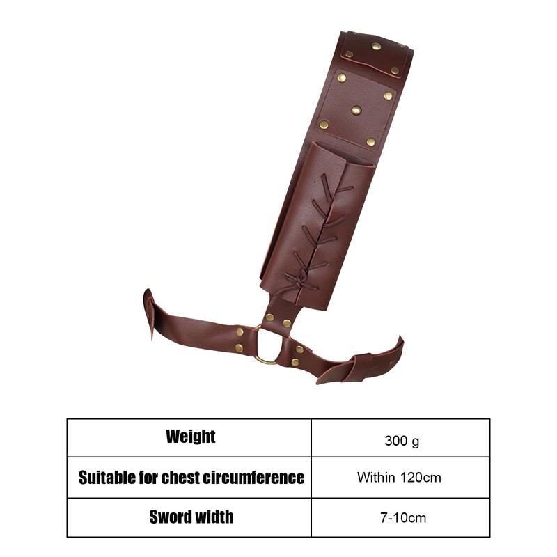 HDBHBH Medieval Sword Back Holster - Leather Shoulder Sheath for