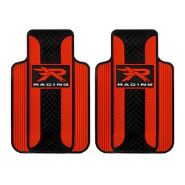 Plasticolor Red R Racing Universal-Fit Molded Front Floor Mats - Set of 2